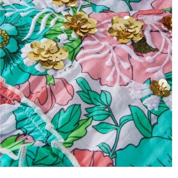 Boston Proper Bouquet Of Summer Embellished Peasant Dress feminine romantic S - Picture 9 of 13